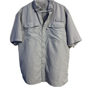 Realtree Fishing Outdoors Vented Light Gray Button Down Shirt Men's Size Large
